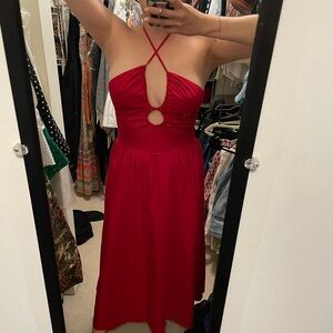 Reformation Stassie Cotton Halter Keyhole Dress